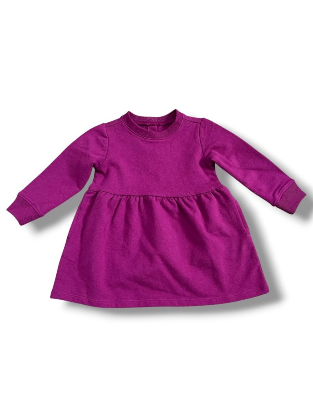 Primary Baby Long Sleeve Cozy Pocket Dress In Boysenberry Purple Size 6-12M